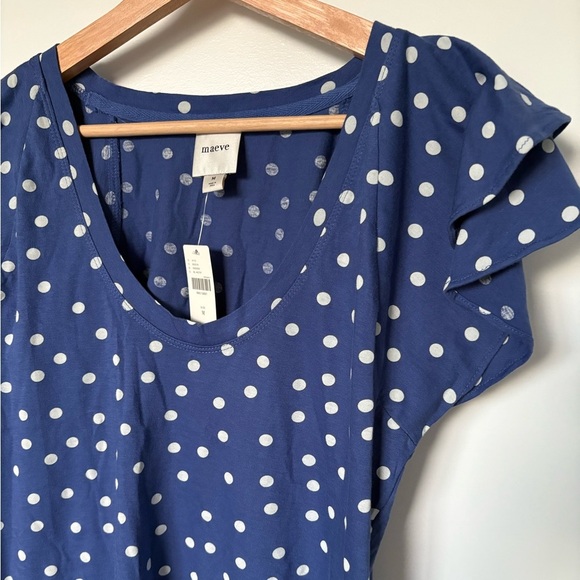 NWT Maeve Scoop-Neck Flounce-Sleeve Tee | Size Medium - Picture 3 of 5